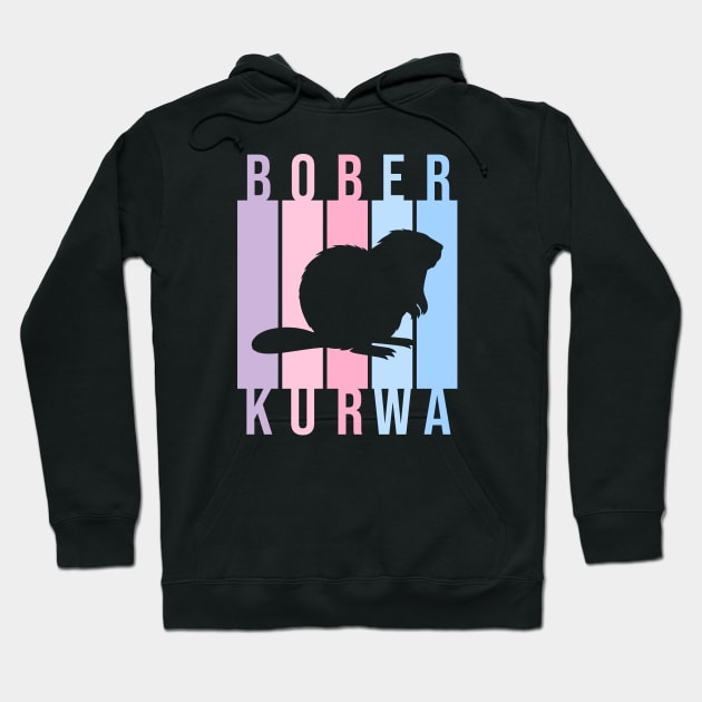 Funny Polish Internet Meme Bobr Bober Kurwa Pastel Color Text Art Hoodie by TenchiMasaki